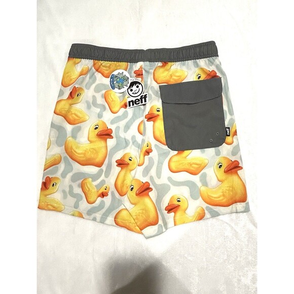 Neff Rubber Ducks Swim Trunks Board Shirts Size Large with Pocket New with Tags! - Picture 3 of 5